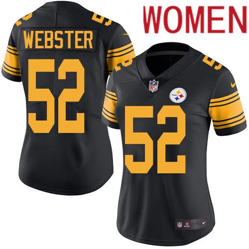 Women Pittsburgh Steelers #52 Mike Webster Nike Black Vapor Limited Rush NFL Jersey->women nfl jersey->Women Jersey